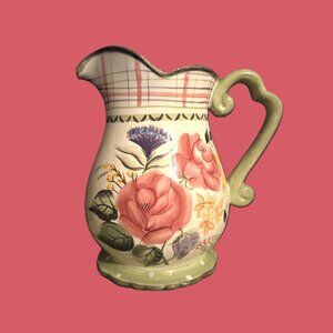 "Laura" by 222 Fifth Floral Hand-Painted Ceramic Pitcher